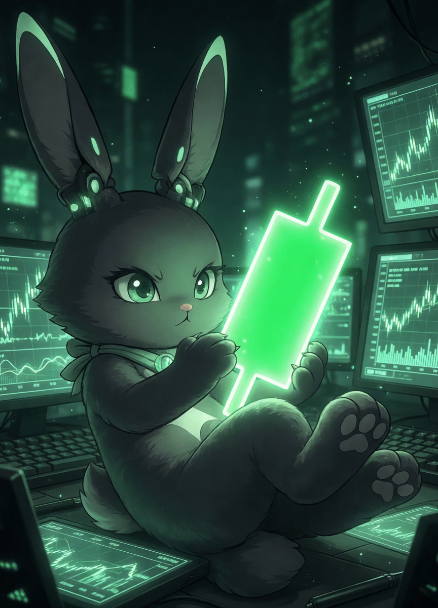 Meka sitting at a desk of monitors holding a giant green candle